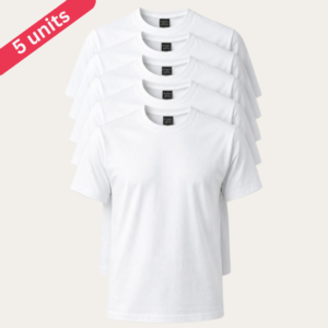 5 units white t-shirt 180 GSM 100% cotton short sleeve crew neck