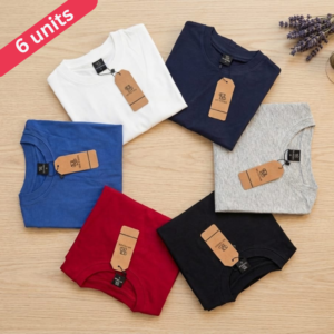 6 units multi colour t-shirt 180 GSM 100% cotton short sleeve crew neck