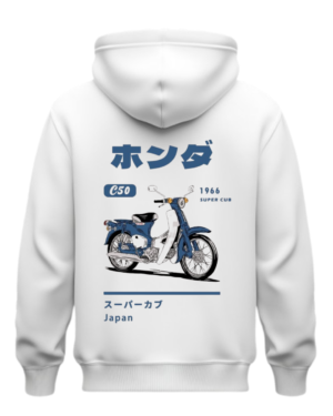 Japanese moped style white hoodies